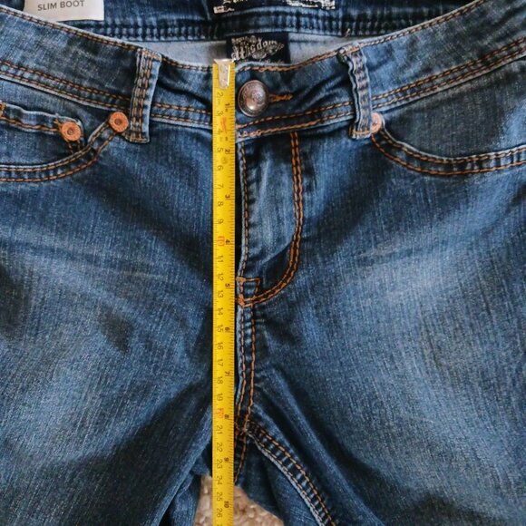 Source of Wisdom Women's Jeans Slim Size 10 Flare Denim, Blue Stretch Western - Picture 8 of 9